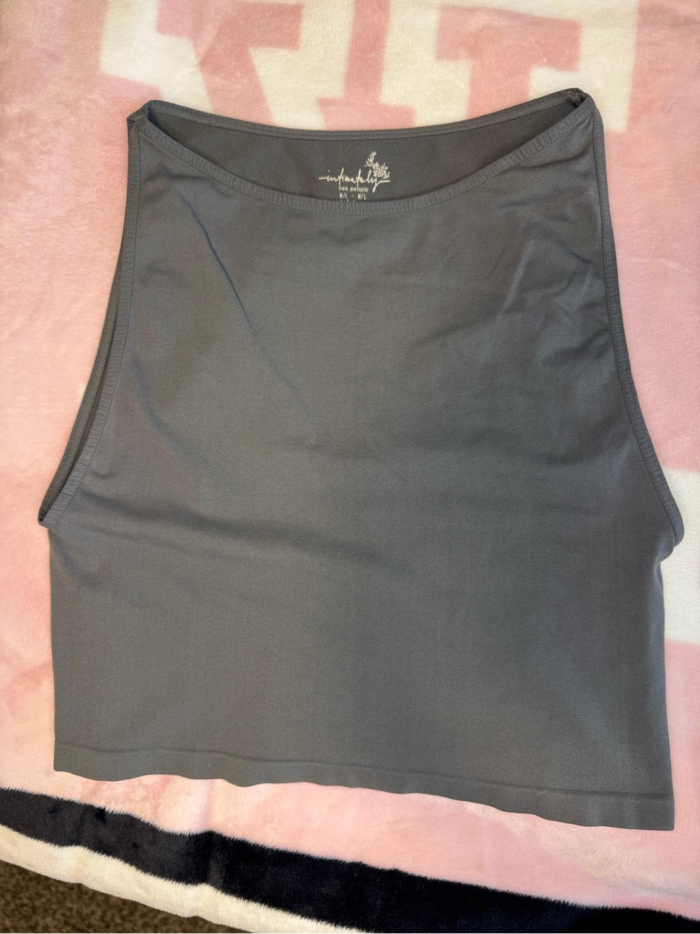 Free People Charcoal Gray Cropped Tank Top